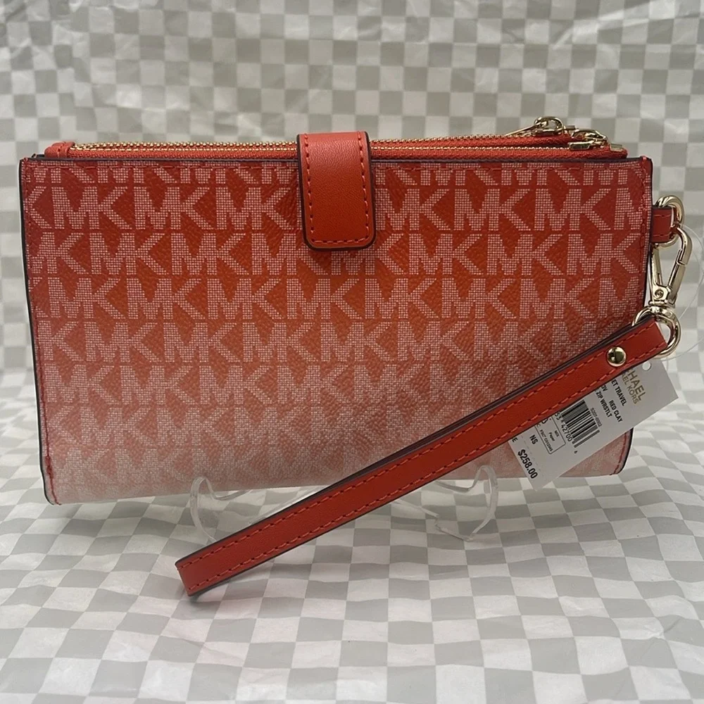 Michael Kors Jet Set Lg Ombré Signature Logo Wristlet Smartphone Holder Wallet